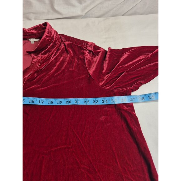 John Mark Women's Shirt Top Size 2X Red ¾ Sleeve Relaxed Fit Velvet Wired (60) - Picture 8 of 12